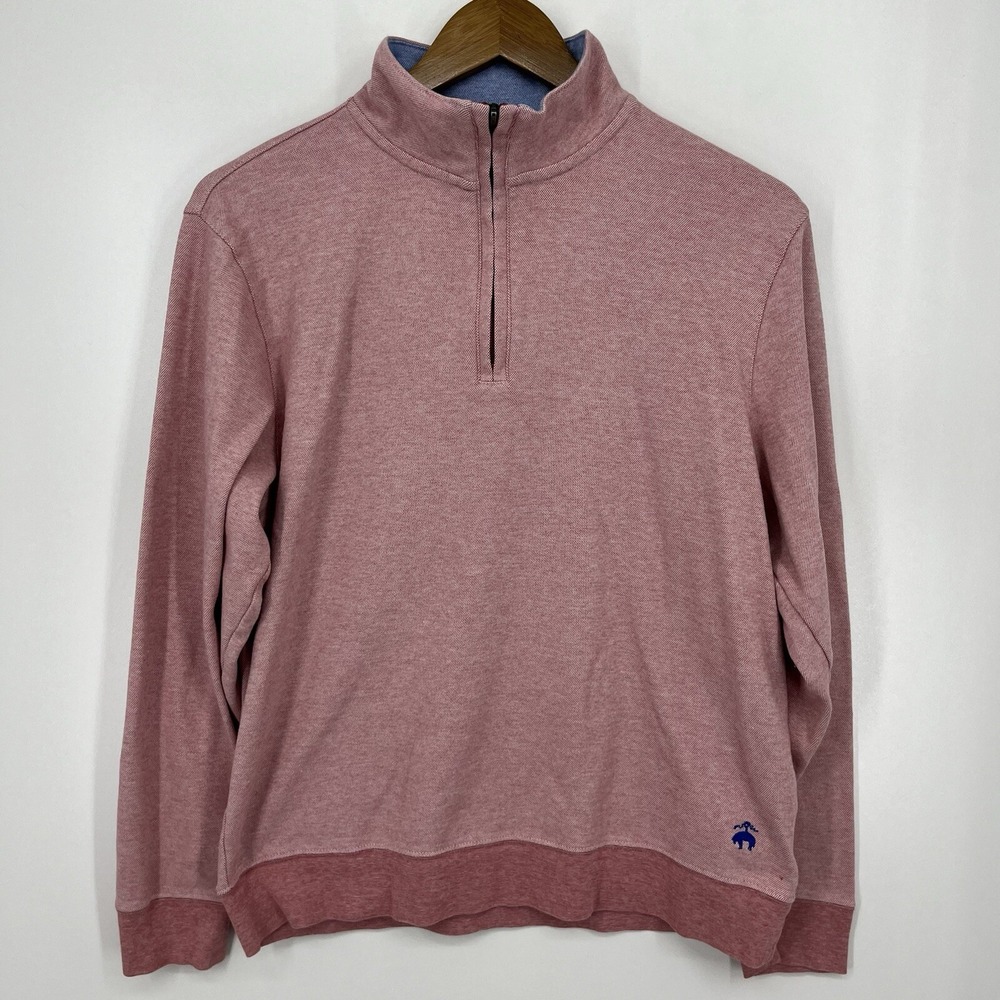 Brooks Brothers Womens Quarter Zip Pullover Salmon Pink Cotton Pique Small